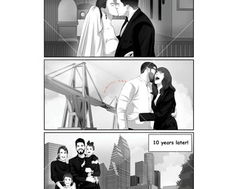 Funny Comic Drawing for Print or Social Media | Custom Made Couples Pages Illustration Wedding Anniversary Gift For Her/Him