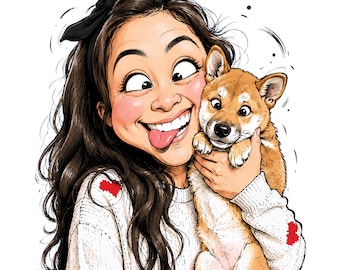 Family pet caricature from photo | gift ideas | caricatures sketch | pet cartoon