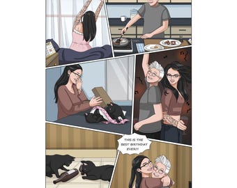 Benutzerdefiniertes Paar Anime Stil Comic - Comic-Liebhaber Geschenk - Erster Jahrestag Papier Geschenk - Verlobung Hochzeit - Nerdy Heiratsantrag