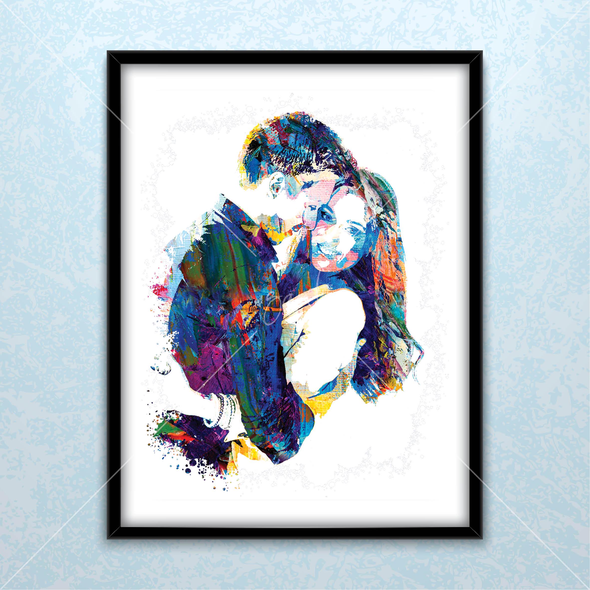 Couple Abstract Design Couple Abstract Painting WPAP Pop Art Portrait From Photo, Anniversary ...