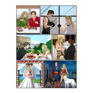 Personalisierter Comic-Buchstreifen, Anime-Paar-Superheld, Jubiläumsgeschenk Superheld, Geschenk für Freund, Geschenk für Mann / Frau