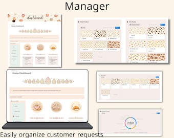 Sjabloon voor bakkerijmanagement | Bedrijfsplanner, menu-organizer (digitale download)