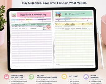 Preppy Pastel Teacher Planner | Automated Google Sheets Organizer (Digital Download)