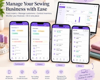 Application de gestion d'entreprise de couture | Commandes, clients, stock de tissus et bénéfices