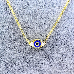 925 Sterling Silver Evil Eye Necklace - Evil Eye Charm Pendant - Minimalist Layering Necklace - Dainty Necklace for Women - Gift for Her