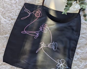 Écharpe en satin noir inspirée des BTS Love Yourself