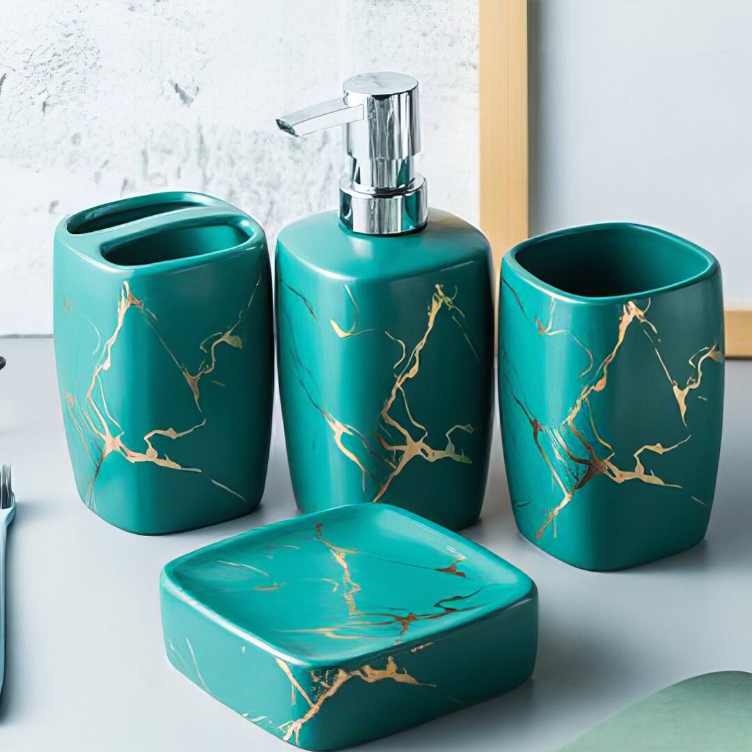 Modern Bathroom Wash Set Marble Bathroom Accessories 456 Etsy