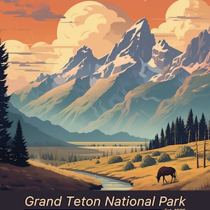 Grand Tetons National Park Digital Print Download - Instant Wandkunst!
