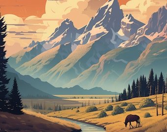 Grand Tetons National Park Digital Print Download - Instant Wall Art!