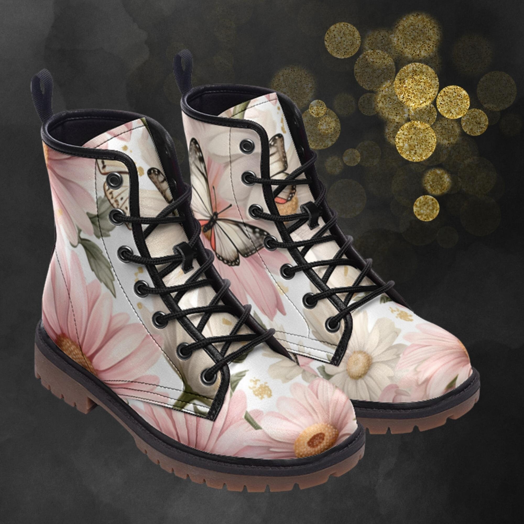 Flamingo Butterfly Hawaiian Tropical Pattern Print Men Women Leather Boots main image 1