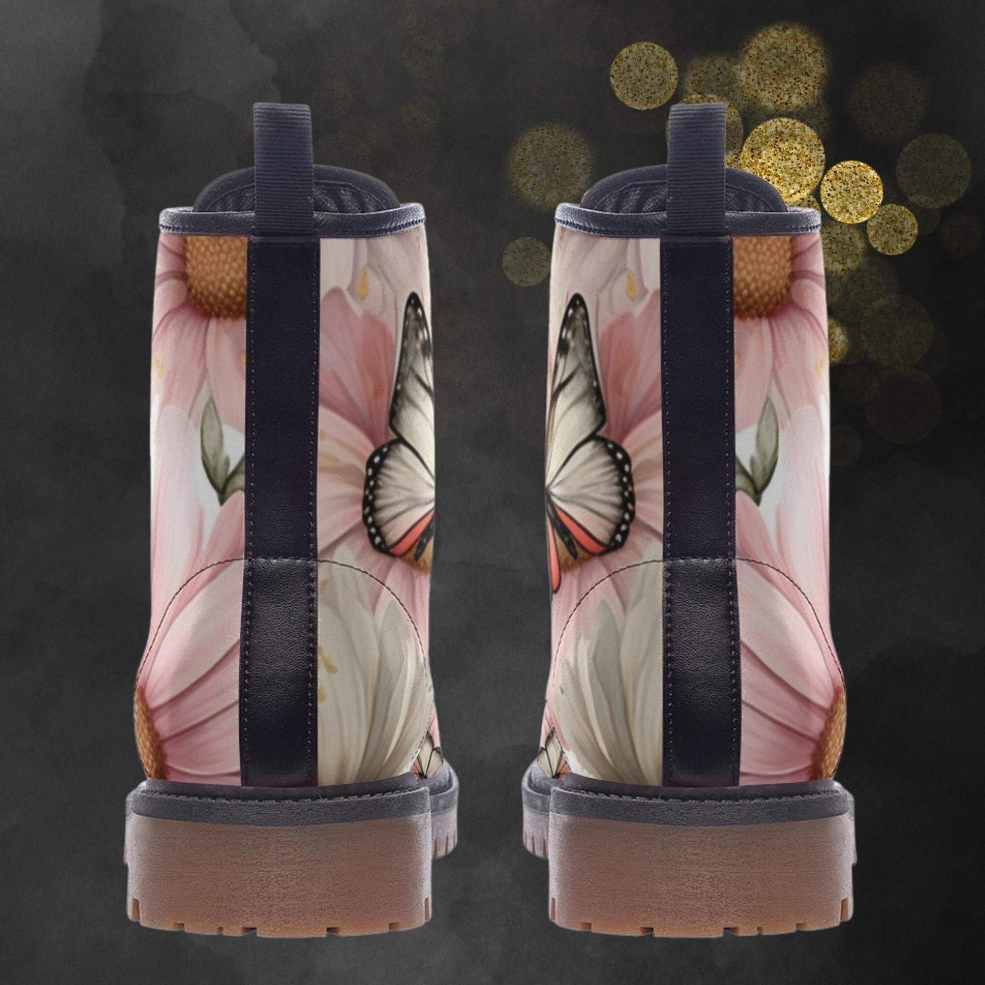 Rainbow Butterfly Print Women's Boots
