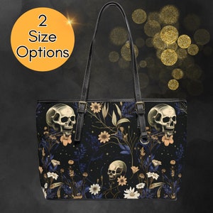 Sac à bandoulière en cuir PU Wildflower Skulls, sac à main pour femme, cadeau d’obtention du diplôme d’études collégiales et secondaires pour elle, cadeau d’anniversaire Bestfriend, sac Emo