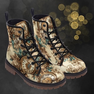 Stivali vintage in pelle Steampunk: stivali floreali leggeri per la primavera estate autunno inverno, scarpe dipinte e calzature da festival per il tuo look esclusivo