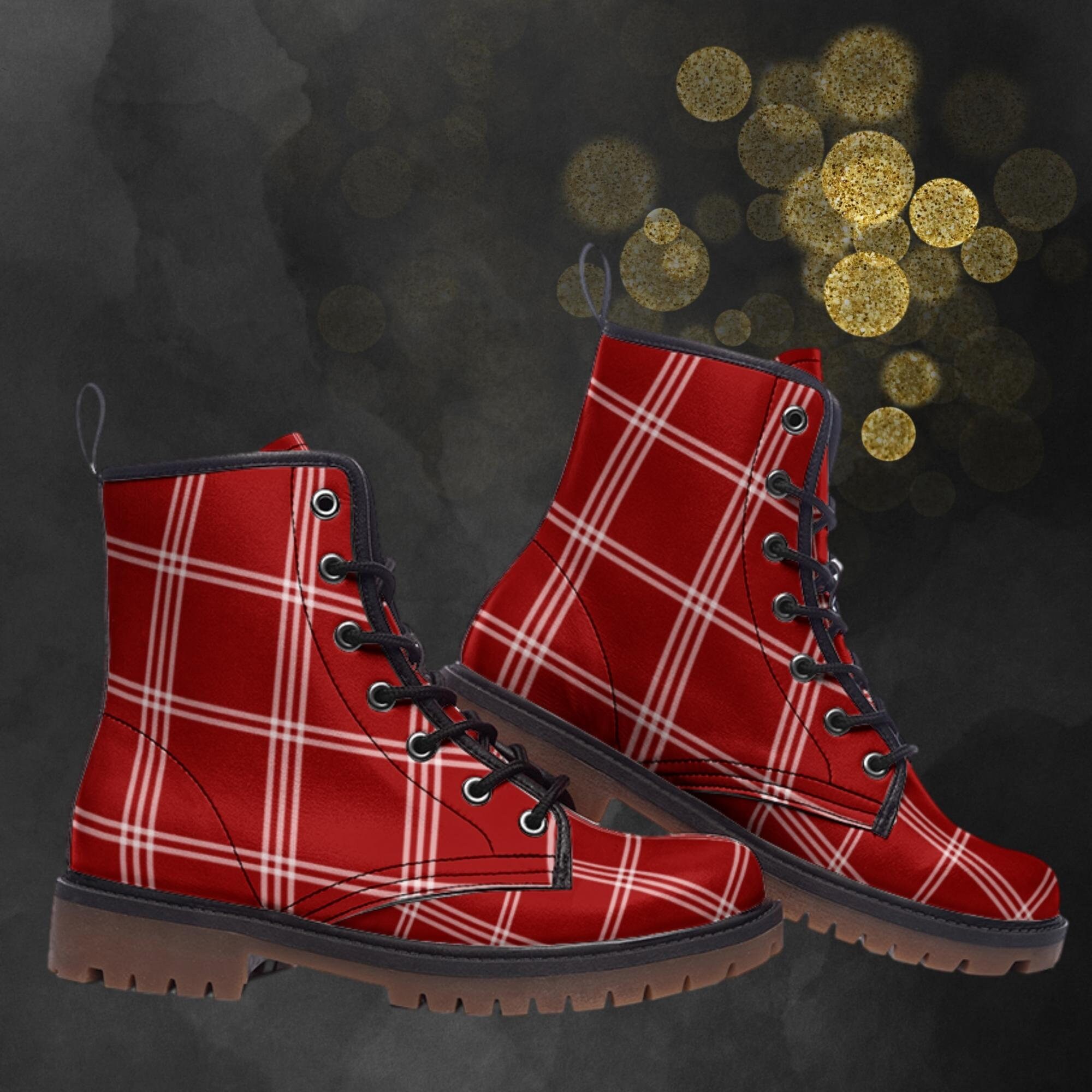 Red Plaid Tartan Women's Boots