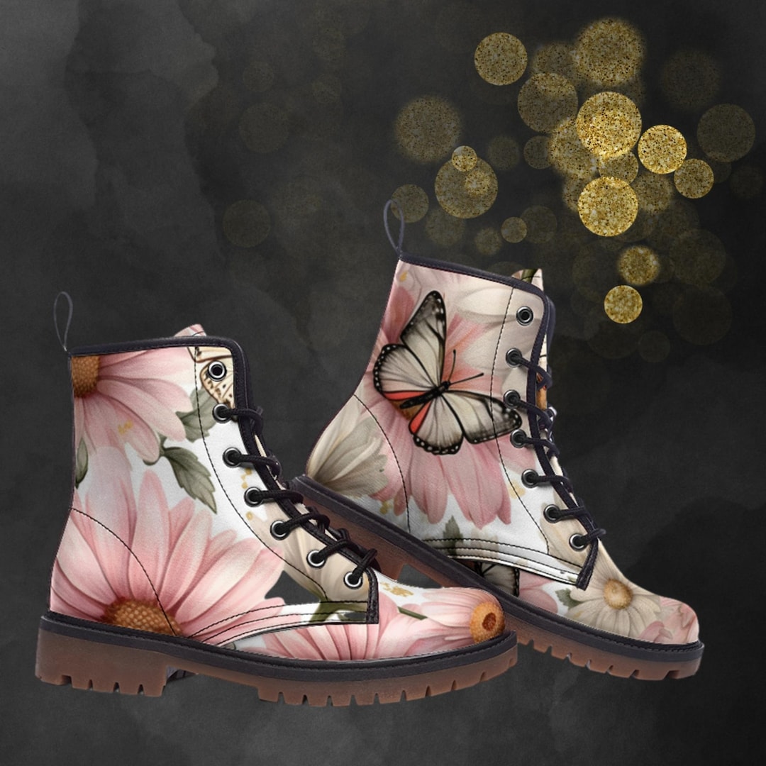 Flamingo Butterfly Hawaiian Tropical Pattern Print Men Women Leather Boots main image 0