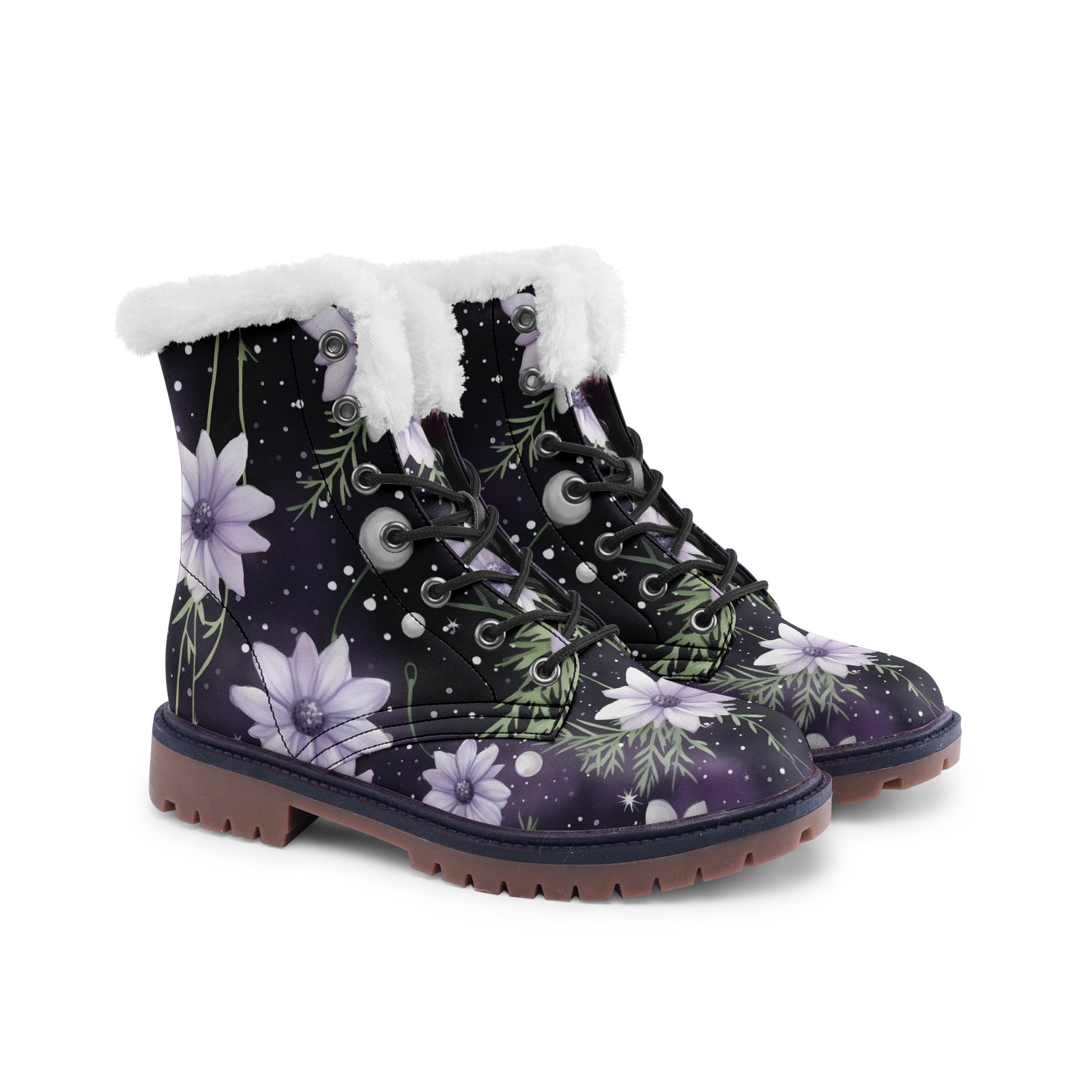 Blue Purple Red Paisley Pattern Print Comfy Winter Boots
