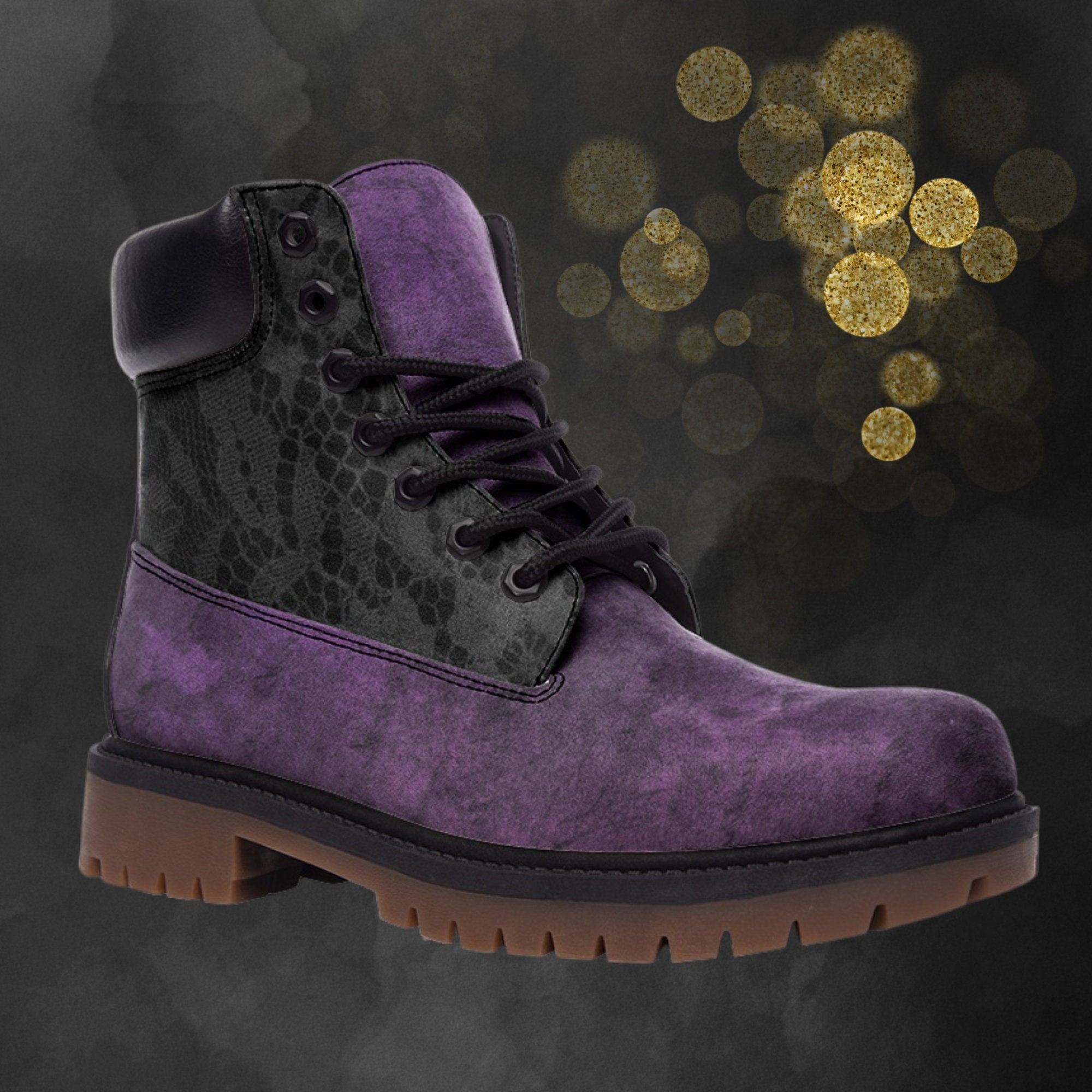 High Tops Zipper boots Black withBright Pink or Purple Laces