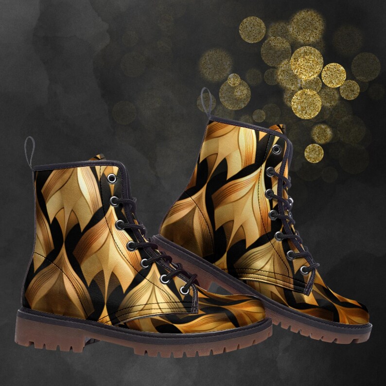 Pattern For Combat Boot 70s Retro Pattern Combat Boots, Unisex Beige Painted Shoes & Vintage ...