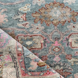 Vintage Rug 8x10-9X12-10X14 Modern grey and pink Turkish Rug Hand knotted wool Rug for living room