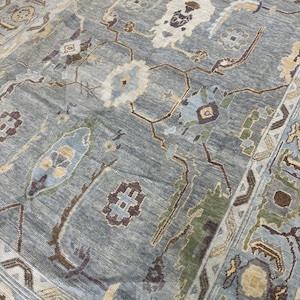 Grey Oushak Rug 8x10-9X12-10X14 Modern Turkish Rug Hand knotted wool Rug for your beautiful home and living room.