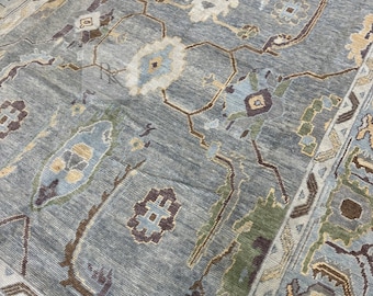 Grey Oushak Rug 8x10-9X12-10X14 Modern Turkish Rug Hand knotted wool Rug for your beautiful home and living room.