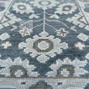 Alfombra Oushak 2X3 Alfombra turca gris moderna Alfombra de lana anudada a mano para baño y alfombra de exterior