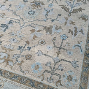 Oushak Rug 8x10-9x12-10x14 Modern Gray Muted Turkish Rug, Hand Knotted Wool Carpet for Living Room