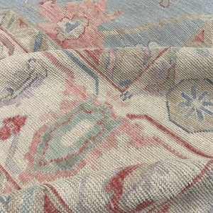 Oushak Rug 8x10 Modern Turkish Rug in Blue and Beige Color for your beautiful home and living room.