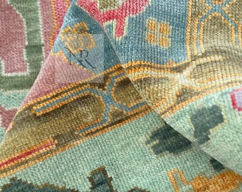 Pink Turkish Oushak Hand Knotted Rug 8x10, 9x12, 10x14, 12x15 ft Handmade Antique Contemporary wool rug for Living Room.
