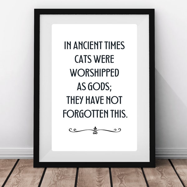 Cats Are God Digital Cat Print, Clever Cat Quote Printable, Cat Love Gift Idea, Minimal Cat Wall Poster Cute Cat Art Cubicle, Insta Cat Art