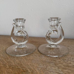 Vintage Fostoria Century Candle Holders, Art Deco Taper Holders