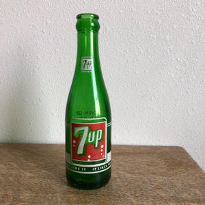 Vintage 7UP Soda Bottle, Classic Green Glass