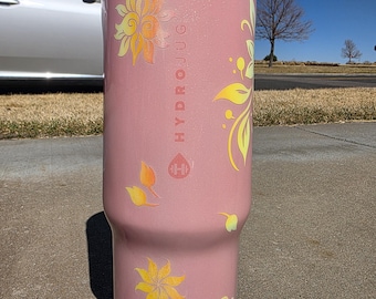 Floral Tumbler with a Glitter Wash