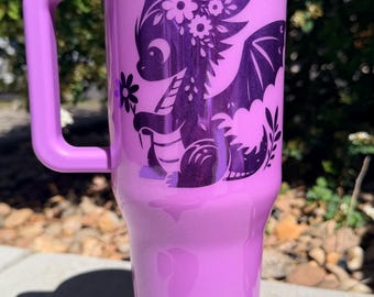 Dragon & Flowers Themed Tumbler