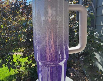 Vaso Stanley con purpurina fina ombré