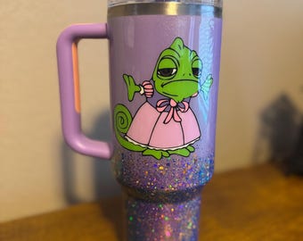 Disney Inspired Tangled Rapunzel and Pascal Themed Stanley Tumbler