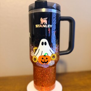 Customizable Spooky Ghost Glitter Ombre Stanley Tumbler image 2