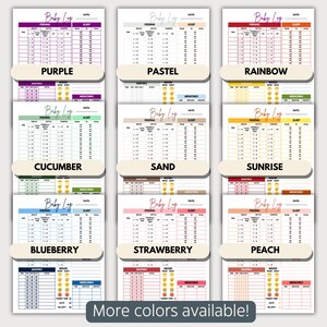 Baby Log Printable - Sea Glass | Newborn Log | Baby Care Log ...