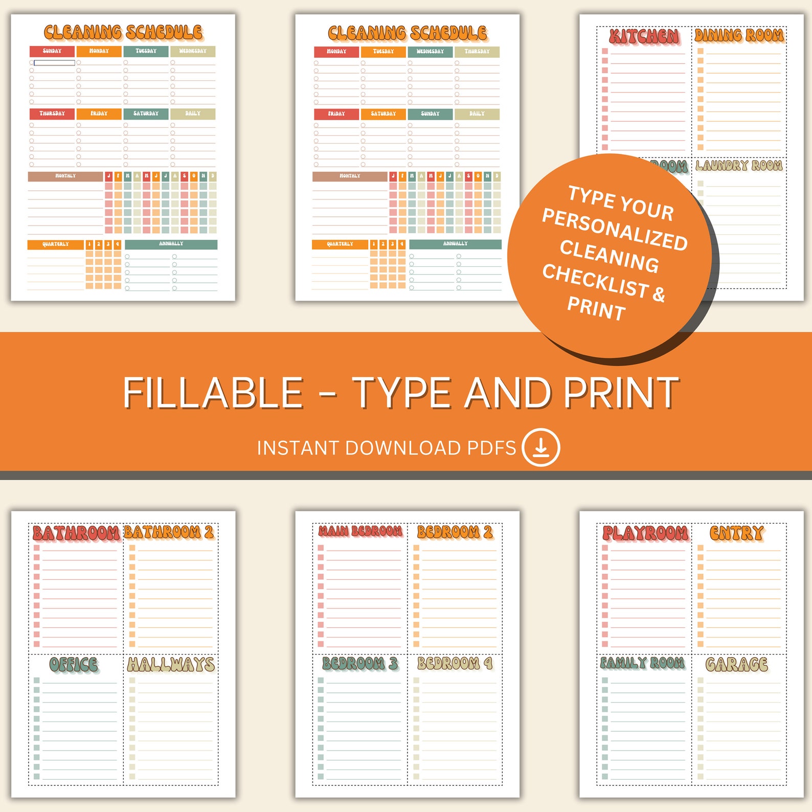Cleaning Checklist Cleaning Schedule Fillable Daily Cleaning Weekly ...