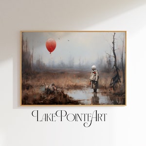 Spooky Halloween Landscape Clown Digital Download, Creepy Clown Art Print | Halloween Decor | Printable Clown Poster | Horror Clown Painting