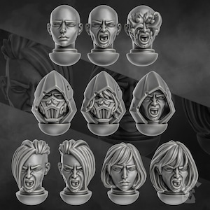 Unholy Space Coven Base Heads Set x10 | Sci-Fi | Wargaming | 28mm Scale