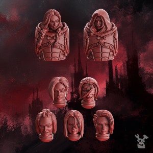 Crimson Wings Female Heads Set | Sci-Fi | Wargaming | 28mm Scale