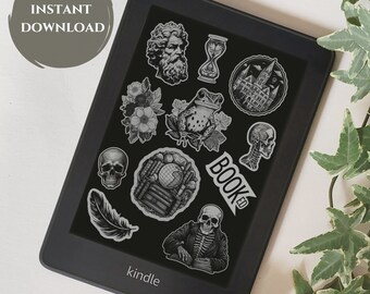 Stickers Kindle Lock Screen | Dark Academia Aesthetic, Screensaver Template, Kindle Accessories, Ebook Wallpaper, e-Reader Screenlock
