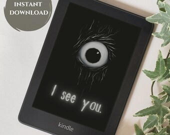 Scary Eye Kindle Lock Screen | Screensaver Template, Halloween Pattern, Kindle Accessories, Horror Aesthetic, Creepy Spooky Ebook Wallpaper