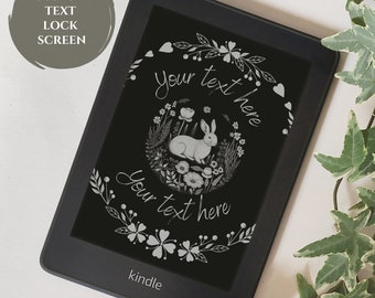 Custom Kindle Lock Screen | Cottagecore Design, Custom Screensaver, Personalized Template, Floral Rabbit Pattern, Kindle Accessories