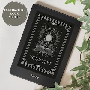 Benutzerdefinierte Kindle-Sperrbildschirm | Personalisierter Tarot-Kartentext, anpassbarer Text, Bildschirmschoner-Vorlage, dunkles Academia-Muster, Kindle-Zubehör
