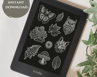 Stickers Kindle Lock Screen | Cottagecore Aesthetic, Screensaver Template, Kindle Accessories, Ebook Wallpaper, e-Reader Screenlock