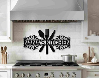 Nana's Kitchen Metal Decor. Personalized Kitchen Sign. Grandma's Kitchen, Mom's Kitchen, Mimi's Kitchen. Kitchen Monogram.