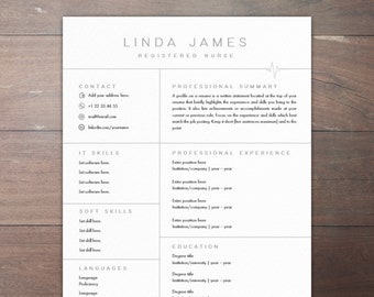 Nurse, Pharmacist, Medical Professional Resume Template, MS Word Curriculum Vitae & Cover Letter Template, Instant Download, Print @Home