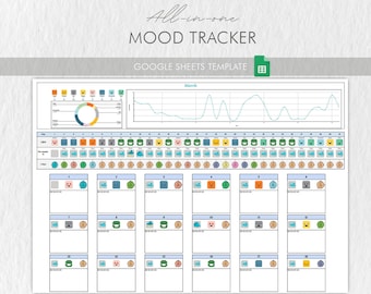 Mood Tracker Google Sheets Template: Feelings, Sleep, Weather (Digital File)
